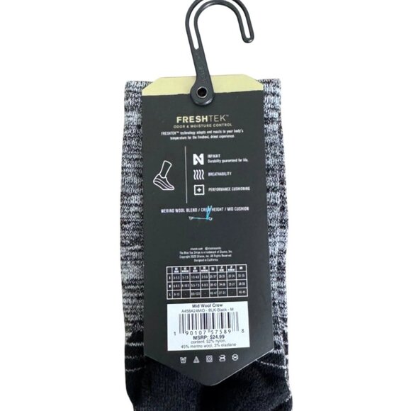 Stance Mid Wool Crew Socks Black Grey Stripe A458A24MID Merino FreshTek Infiknit - Picture 12 of 16